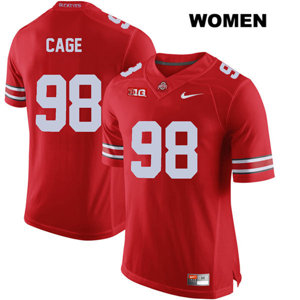 Ohio State Buckeyes Women's Jerron Cage #98 Red Authentic Nike College NCAA Stitched Football Jersey XO19Y45JJ